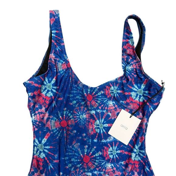 Onia One‎ Piece Tie Dye Fireworks Swimwear Backless Blue - Picture 2 of 6